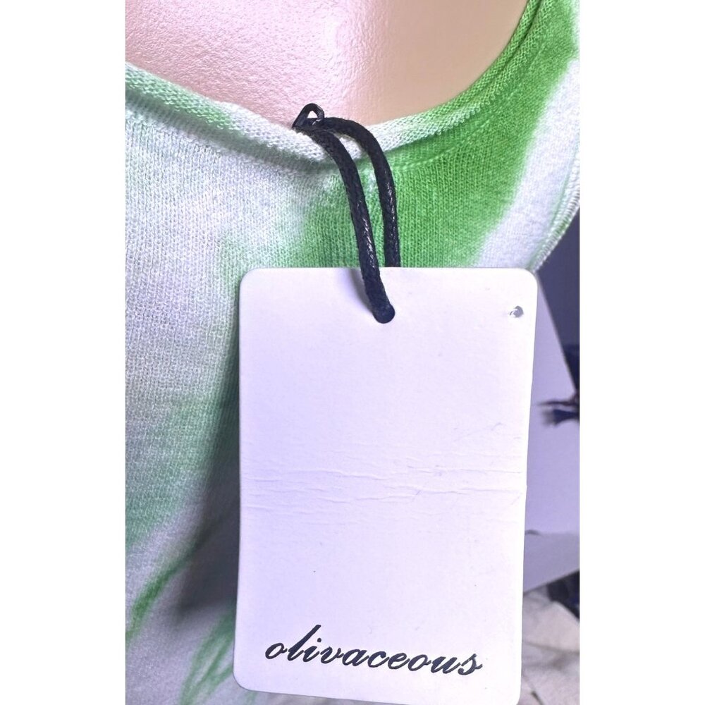 NWT Olivaceous Tie Dye Ribbed Cotton Tank Top Green & White‎ Size Small Festival - Picture 4 of 11
